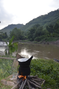 Rice steaming beside the Na m Ha river